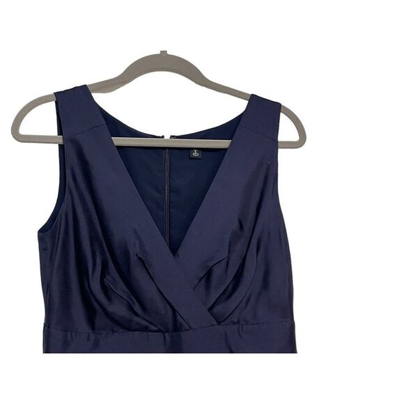 BANANA REPUBLIC | WOMENS SILK SLEEVELESS COCKTAIL DRESS PLEATED NAVY BLUE 6 Tall - Picture 2 of 9